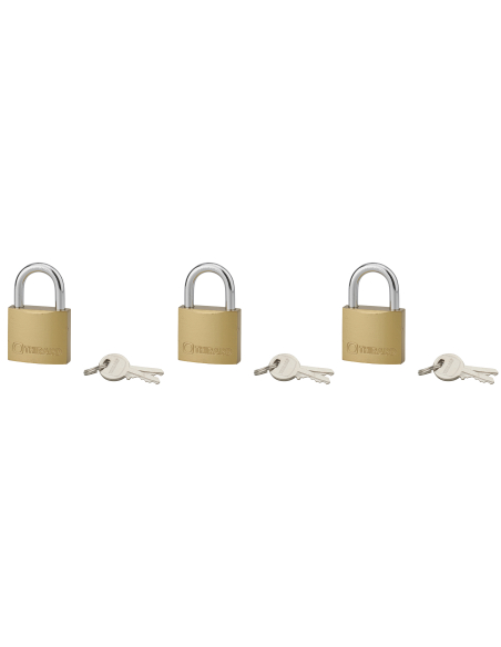 Lot de 3 cadenas TYPE 1, intérieur, 40 mm, anse acier cémenté, 6 clés, s'entrouvrant - THIRARD Cadenas à clé
