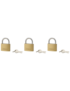 Lot de 3 cadenas TYPE 1, intérieur, 45 mm, anse acier cémenté, 6 clés, s'entrouvrant - THIRARD Cadenas à clé
