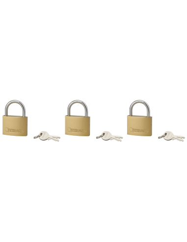 Lot de 3 cadenas TYPE 1, intérieur, 45 mm, anse acier cémenté, 6 clés, s'entrouvrant - THIRARD Cadenas à clé