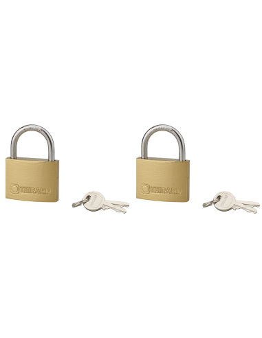 Lot de 2 cadenas TYPE 1, intérieur, 45mm, anse acier cémenté, 4 clés, s'entrouvrant - THIRARD Cadenas à clé