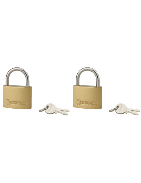 Lot de 2 cadenas TYPE 1, intérieur, 45mm, anse acier cémenté, 4 clés, s'entrouvrant - THIRARD Cadenas à clé