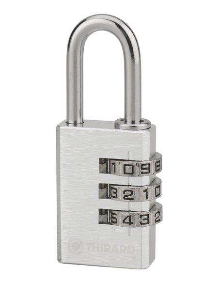 Cadenas à code Type 1, intérieur, alu, gris, 30mm, 3 chiffres - THIRARD Cadenas à combinaison