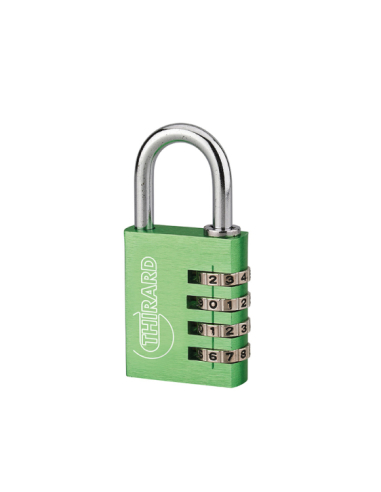 Cadenas à code Type 1, intérieur, alu, vert, 40mm, 4 chiffres - THIRARD Cadenas à combinaison