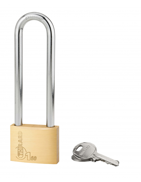 Cadenas à clé Type 1+, intérieur, laiton, anse haute acier, 60mm, 2 clés - THIRARD Cadenas à clé