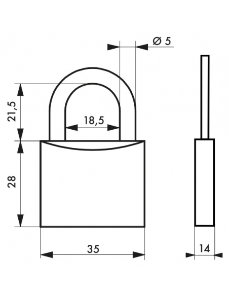 Cadenas à clé Mach 2, 35mm, 2 clés - THIRARD Cadenas à clé