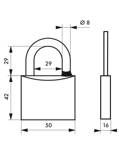 Cadenas à clé Mach 3, laiton nickelé, extérieur, anse inox, 50mm, 2 clés - THIRARD Cadenas à clé