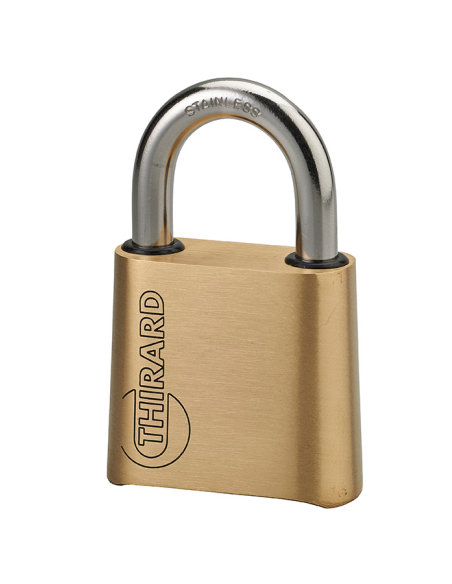 Cadenas à combinaison Tanker 2, laiton, 4 chiffres, intérieur, anse inox, 50mm - THIRARD Cadenas à combinaison