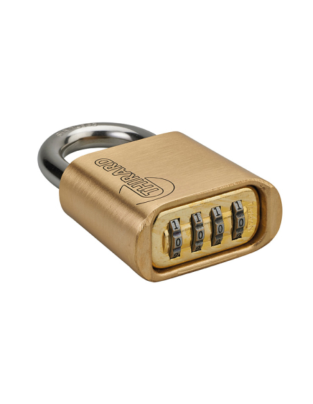 Cadenas à combinaison Tanker 2, laiton, 4 chiffres, intérieur, anse inox, 50mm - THIRARD Cadenas à combinaison