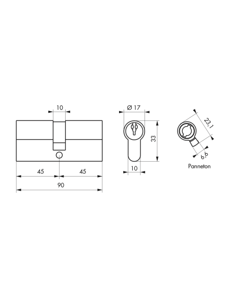 Cylindre de serrure double entrée HG5+, 45x45mm, nickel, anti-arrachement, anti-perçage, anti-casse, 5 clés - THIRARD Cylindr...