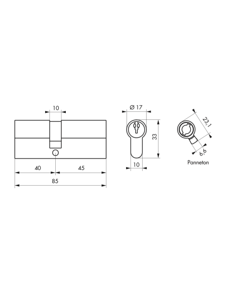 Cylindre de serrure double entrée HG5+, 40x45mm, nickel, anti-arrachement, anti-perçage, anti-casse, 5 clés - THIRARD Cylindr...