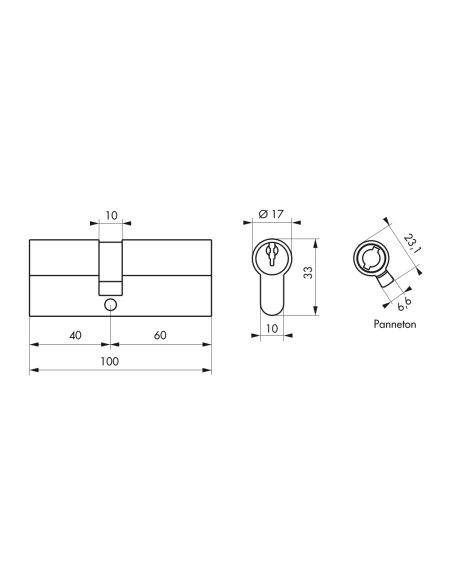 Cylindre de serrure double entrée HG5+, 40x60mm, nickel, anti-arrachement, anti-perçage, anti-casse, 5 clés - THIRARD Cylindr...