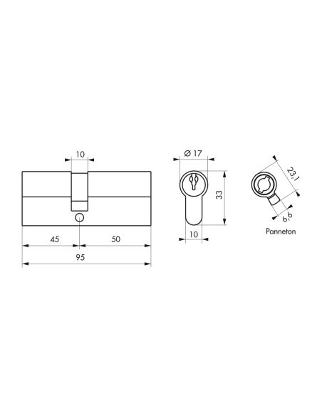 Cylindre de serrure double entrée HG5+, 45x50mm, nickel, anti-arrachement, anti-perçage, anti-casse, 5 clés - THIRARD Cylindr...