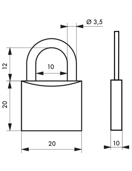 Cadenas à clé Type 1, bagage, anse acier, 20mm, 2 clés - THIRARD Cadenas à clé
