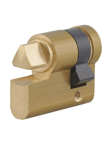 Demi-cylindre à bouton triangle externe 11 profilé HG, laiton - THIRARD Cylindre de sûreté