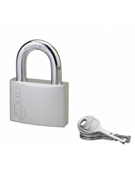 Cadenas à clé Colorful, laiton, intérieur, anse acier, 60mm, 3 clés - THIRARD Cadenas à clé