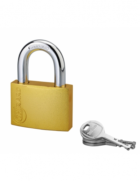 Cadenas à clé Colorful, laiton, intérieur, anse acier, 60mm, 3 clés - THIRARD Cadenas à clé