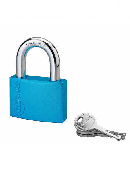 Cadenas à clé Colorful, laiton, intérieur, anse acier, 60mm, 3 clés - THIRARD Cadenas à clé