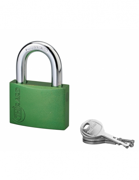 Cadenas à clé Colorful, laiton, intérieur, anse acier, 60mm, 3 clés - THIRARD Cadenas à clé