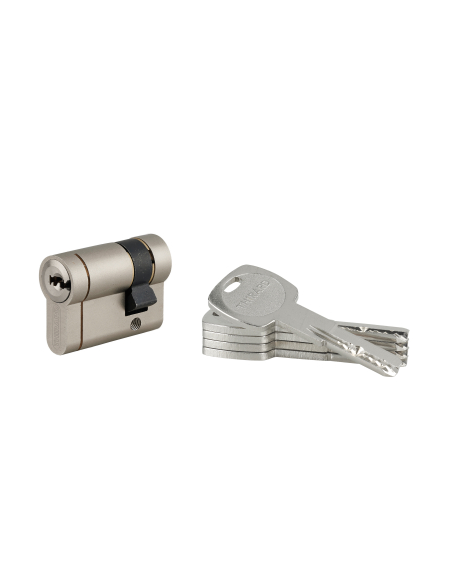 Demi-cylindre Transit 1, 30x10mm, nickelé, 5 clés - THIRARD Cylindres à double entrée