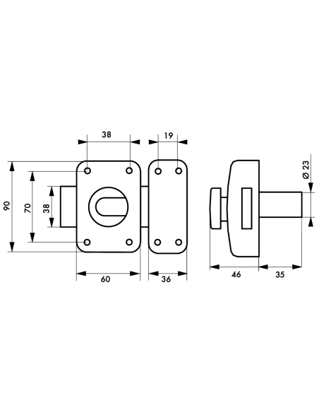 Verrou à bouton Apache pour porte d'entrée, cylindre 35mm, acier, 3 clés, époxy or - THIRARD Verrou de porte