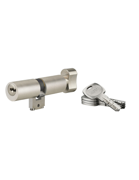 Cylindre adaptateur rond à bouton T2 BLCT, 38Bx38mm, diamètre 22mm, 4 clés - THIRARD Cylindre de serrure