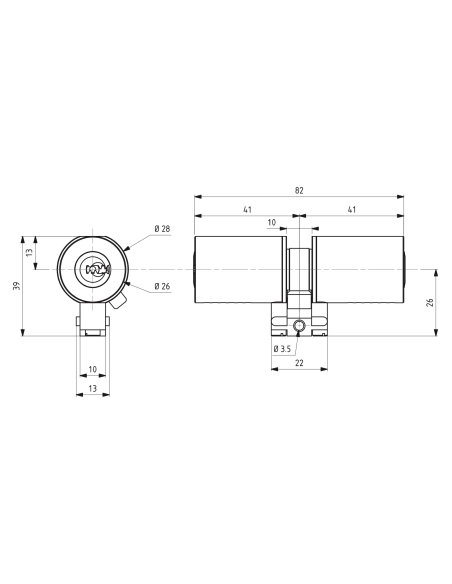 Cylindre adaptateur rond T2 FIC, 41x41 mm, diamètre 26mm, 4 clés - THIRARD Cylindre de serrure