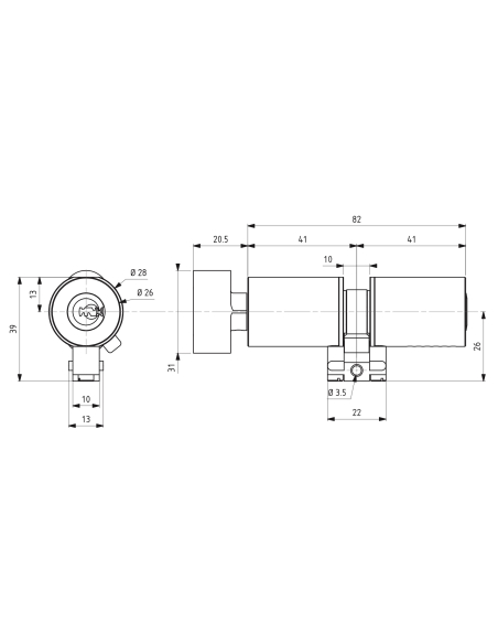 Cylindre adaptateur rond à bouton T2 FIC, 41BTx41 mm, diamètre 26mm, 4 clés - THIRARD Cylindre de serrure