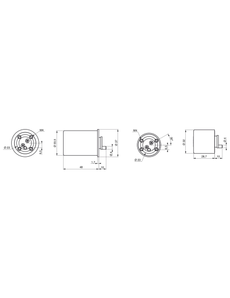 Cylindre rond adaptateur T2 CAZ, 28x48mm, diamètre 33mm, 4 clés - THIRARD Cylindre de serrure
