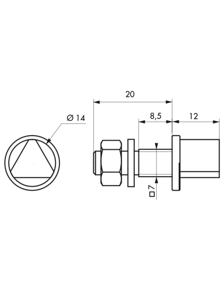 Adaptateur clé de service triangle 14 mm pour fouillot carré 7 mm - THIRARD Triangle interne