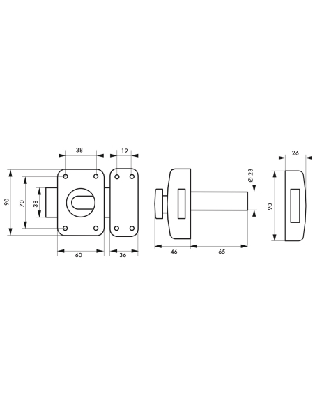 Verrou à bouton Transit 2 pour porte d'entrée, cylindre 65mm, 4 clés, époxy or - THIRARD Verrous de porte d'entrée