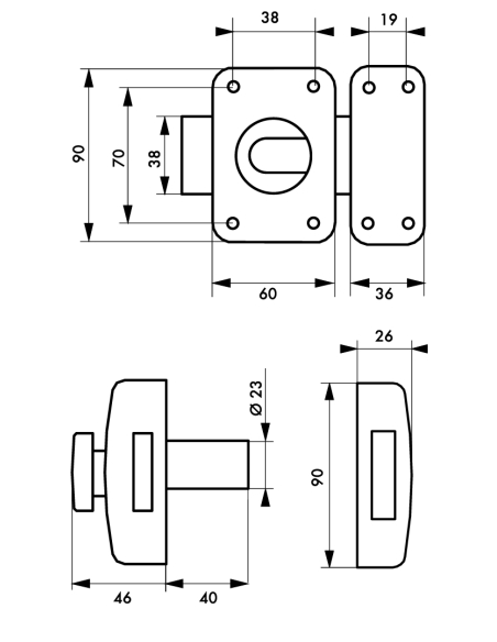 Verrou à bouton Transit 2 pour porte d'entrée, cylindre 40mm, 4 clés, époxy blanc - THIRARD Verrous de porte d'entrée