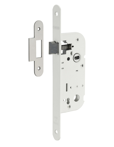 Serrure encastrable bec de cane type GDF, axe 40mm, bouts ronds, carré 6x9 mm, blanc - THIRARD Serrures encastrables