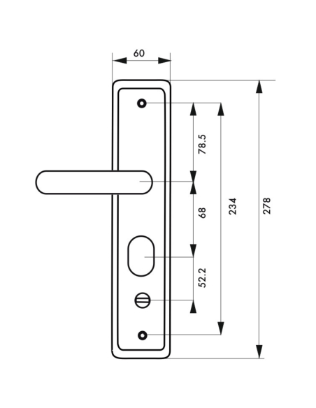 Ensemble de poignées de sécurité pour porte d'entrée, ouverture gauchedouble béquille , entr'axes 68mm, anodisé argent - THIR...