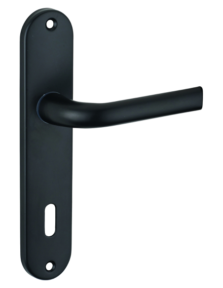 Ensemble de poignées pour porte intérieure Leto trou de clé, carré 7mm, entr'axes 165mm, noir - THIRARD Poignée