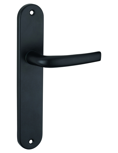 Ensemble de poignées pour porte intérieure Maia sans trou, carré 7mm, entr'axes 195mm, noir - THIRARD Poignée