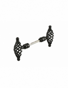 Paire de boutons torsadés T pour porte d'entrée, fer, carré 6mm, 1 portée, noir - THIRARD Poignée de porte