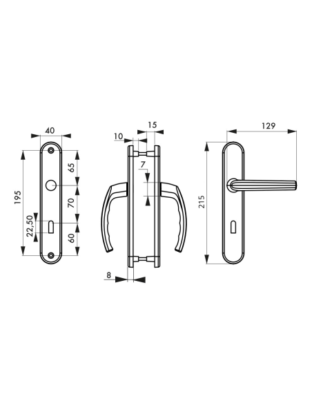 Ensemble de poignées pour porte de chambre Sultane trou de clé, carré 7mm, entr'axes 195mm, anthracite - THIRARD Poignée
