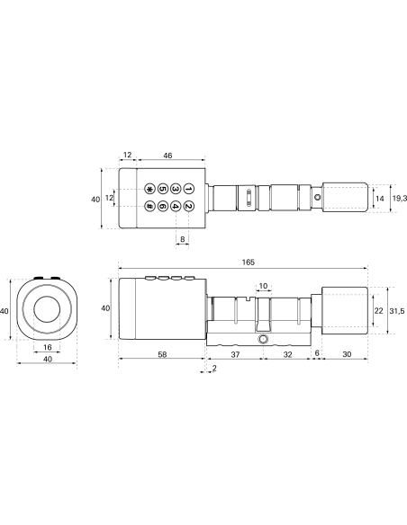 Cylindre connecté Intelock STUDY, taille ajustable, argent - INTELOCK Poignée de porte connectée
