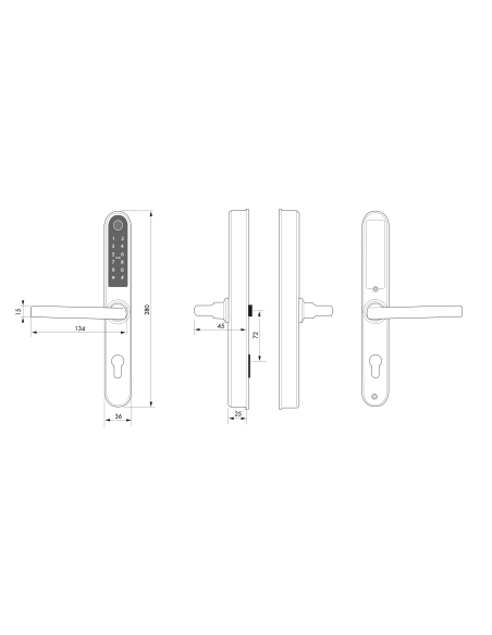 Paire de poignées connectées Intelock Multi, pour porte d'entrée, entr'axes 72mm, argent - INTELOCK Poignée de porte connectée