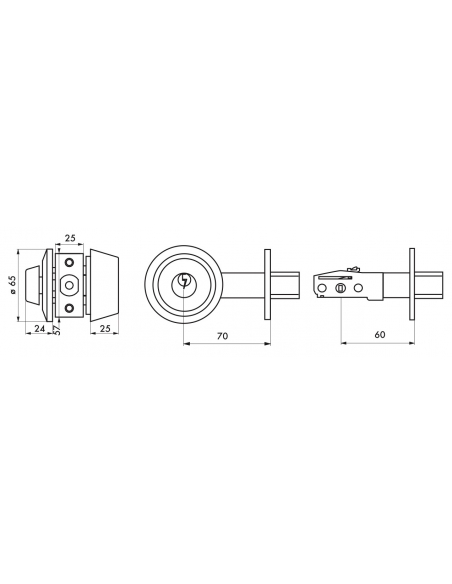 Serrure horizontale tubulaire en applique à bouton pour porte d'entrée, axe réglable, doré, 3 clés - THIRARD Serrures en appl...