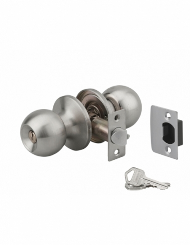 Serrure horizontale tubulaire en applique double entrée pour porte d'entrée, axe réglable, chromé mat, 3 clés - THIRARD Serru...