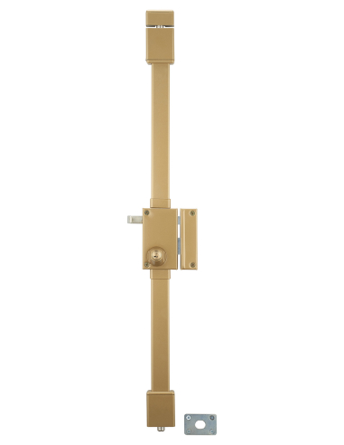 Serrure en applique Targa à tirage pour porte d'entrée, droite, 3 pts, Transit2 Ø23mm, axe 45mm, or, 4 clés - THIRARD Serrure...