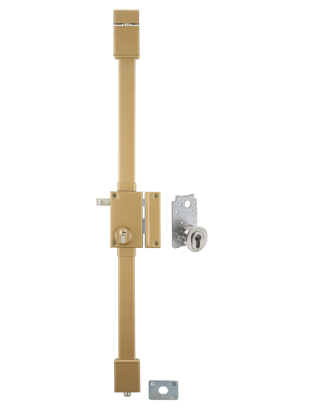 Serrure en applique Targa A2P* à tirage pour entrée, droite, 3pts, Transit2 30x65mm, axe 45mm, or, 4 clés - THIRARD Serrure 3...