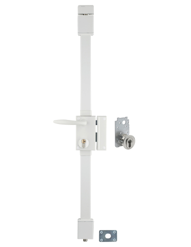Serrure en applique Targa A2P* à tirage pour entrée, droite, 3pts, Transit2 30x65mm, axe 45mm, blanc, 4 clés - THIRARD Serrur...