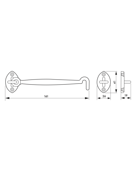 Crochet de sécurité laitonné, 150mm - THIRARD Entrebailleurs de porte