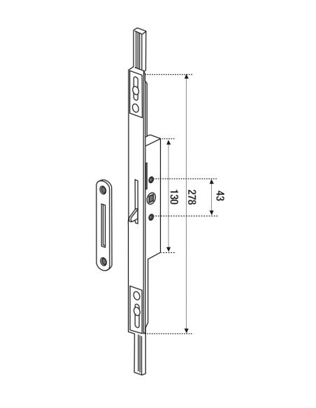 Crémone à têtière avec panneton et gâche pour fenêtre, axe 17mm, carré 7mm, Fenster, G-14744-00-0-1 - FERCO by THIRARD FBA