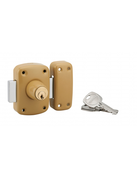 Verrou double entrée Corvette pour porte d'entrée, cylindre 50mm, acier, 3 clés, époxy bronze - THIRARD FBA