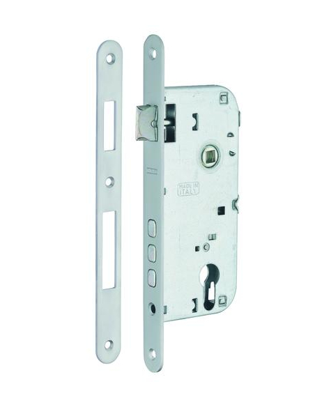 Boitier de serrure encastrable à cylindre pour porte d'entrée, axe 45mm, entraxe 85mm, bouts ronds, chrome - THIRARD Serrures...