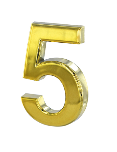 Chiffre 5 doré adhésif, ABS, H.50mm - THIRARD Chiffres à coller