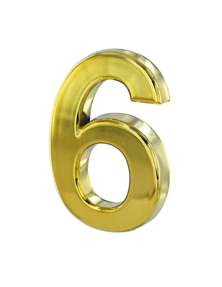 Chiffre 6 doré adhésif, ABS, H.50mm - THIRARD Chiffres à coller